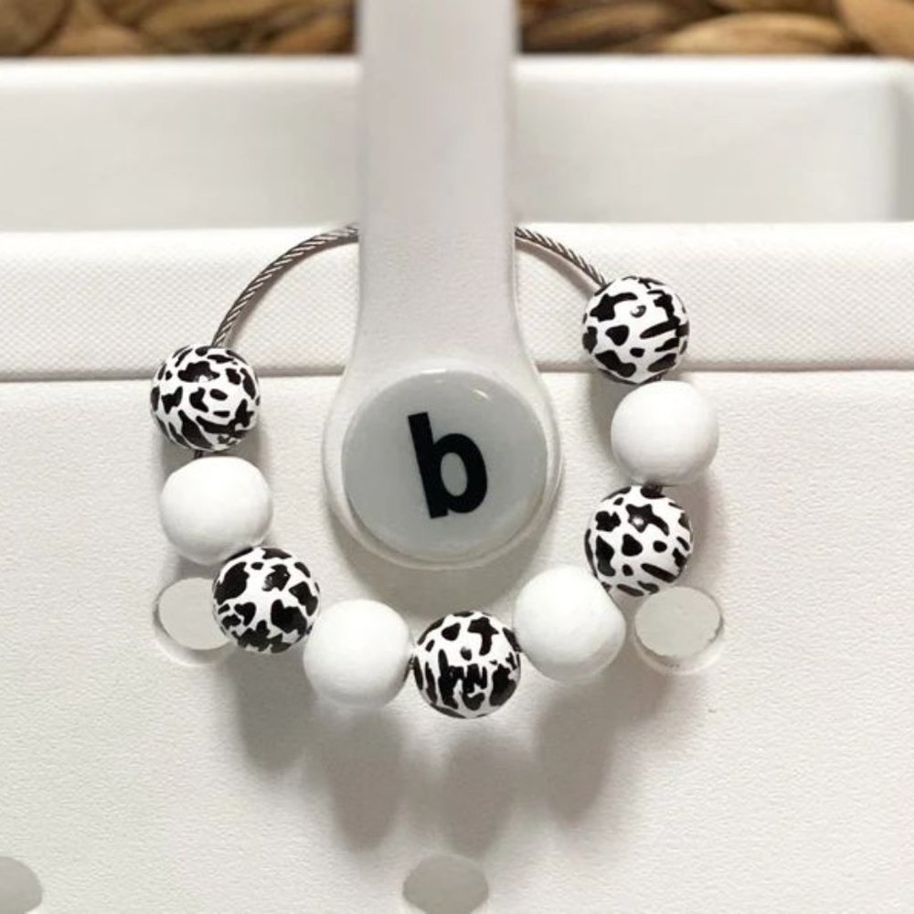 Cow Print Beaded Sports Bogg Bag Charm Keychain